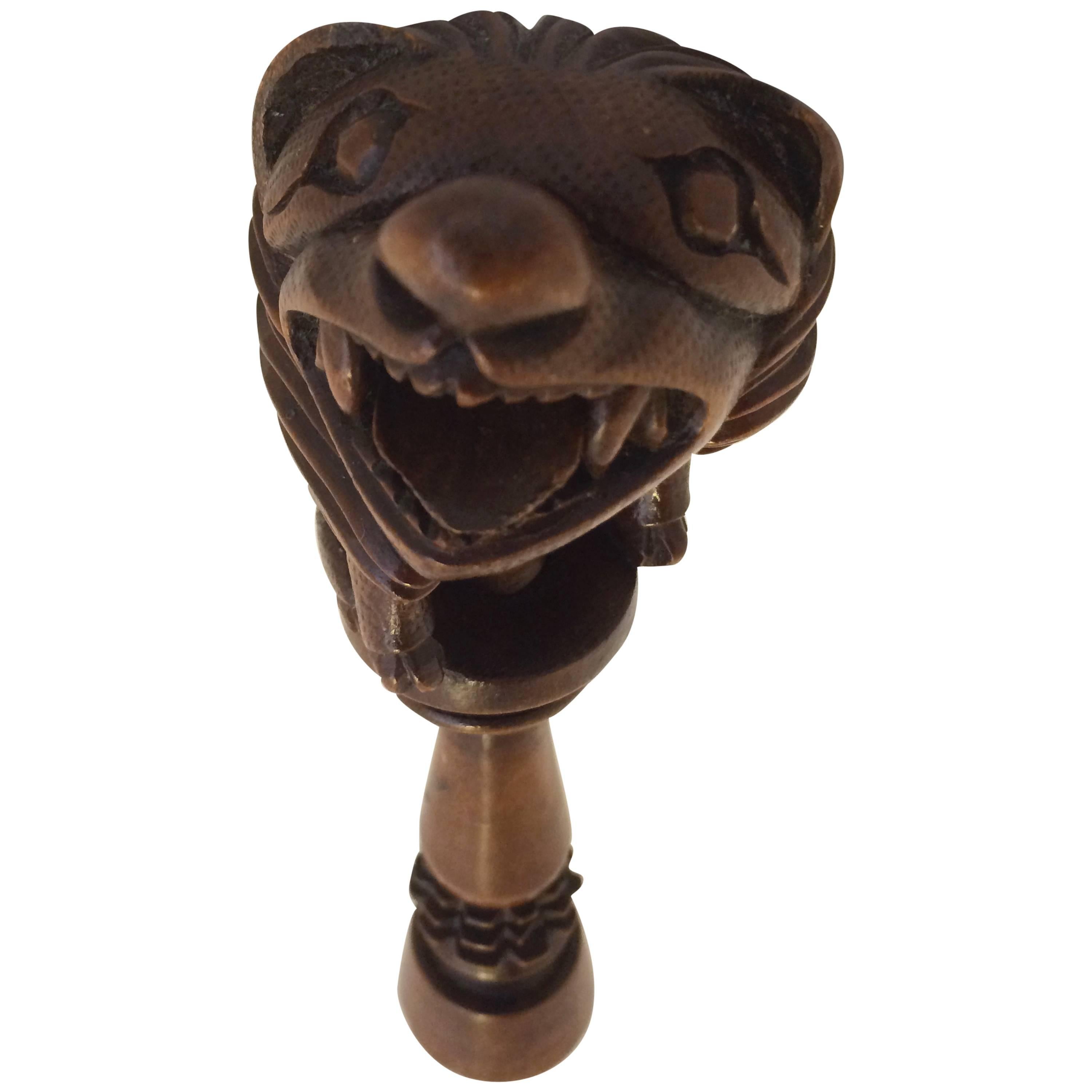 18th-19th Century Lion Screw Nutcracker for Hazelnuts For Sale