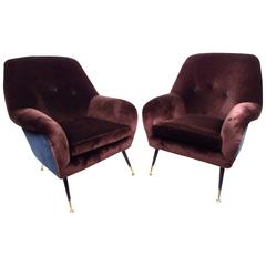 Stylish Mid-Century Italian Armchairs in the Manner of Marco Zanuso