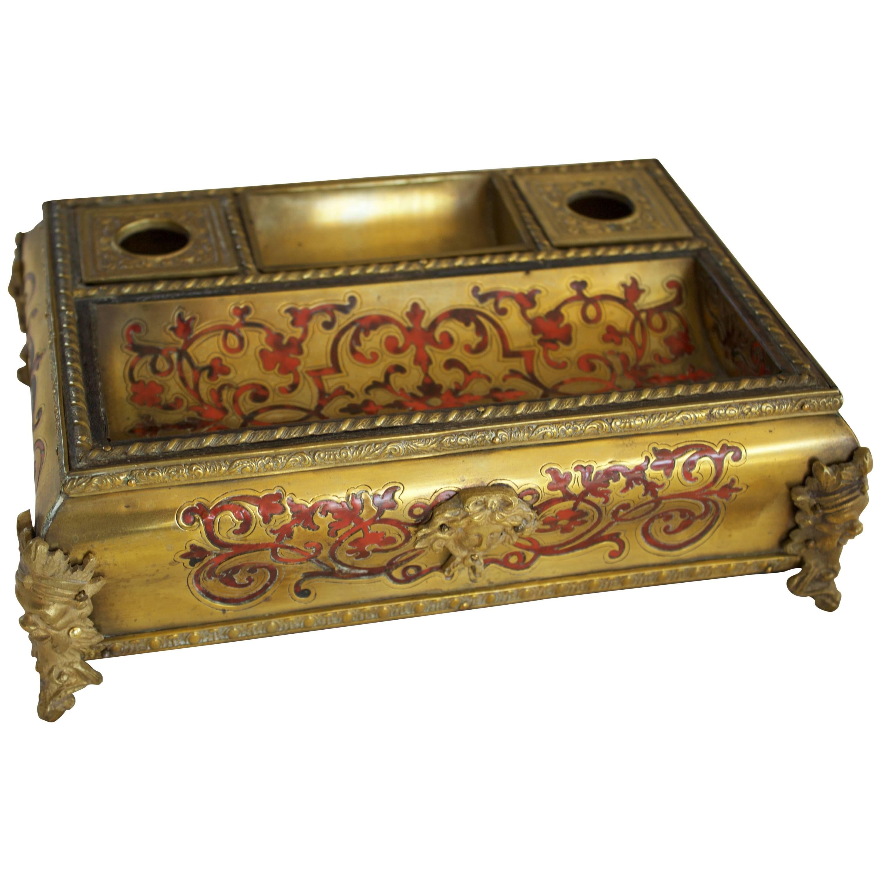 Napoleon III Period Boulle Inkwell with Tortoise Shell Inlay For Sale