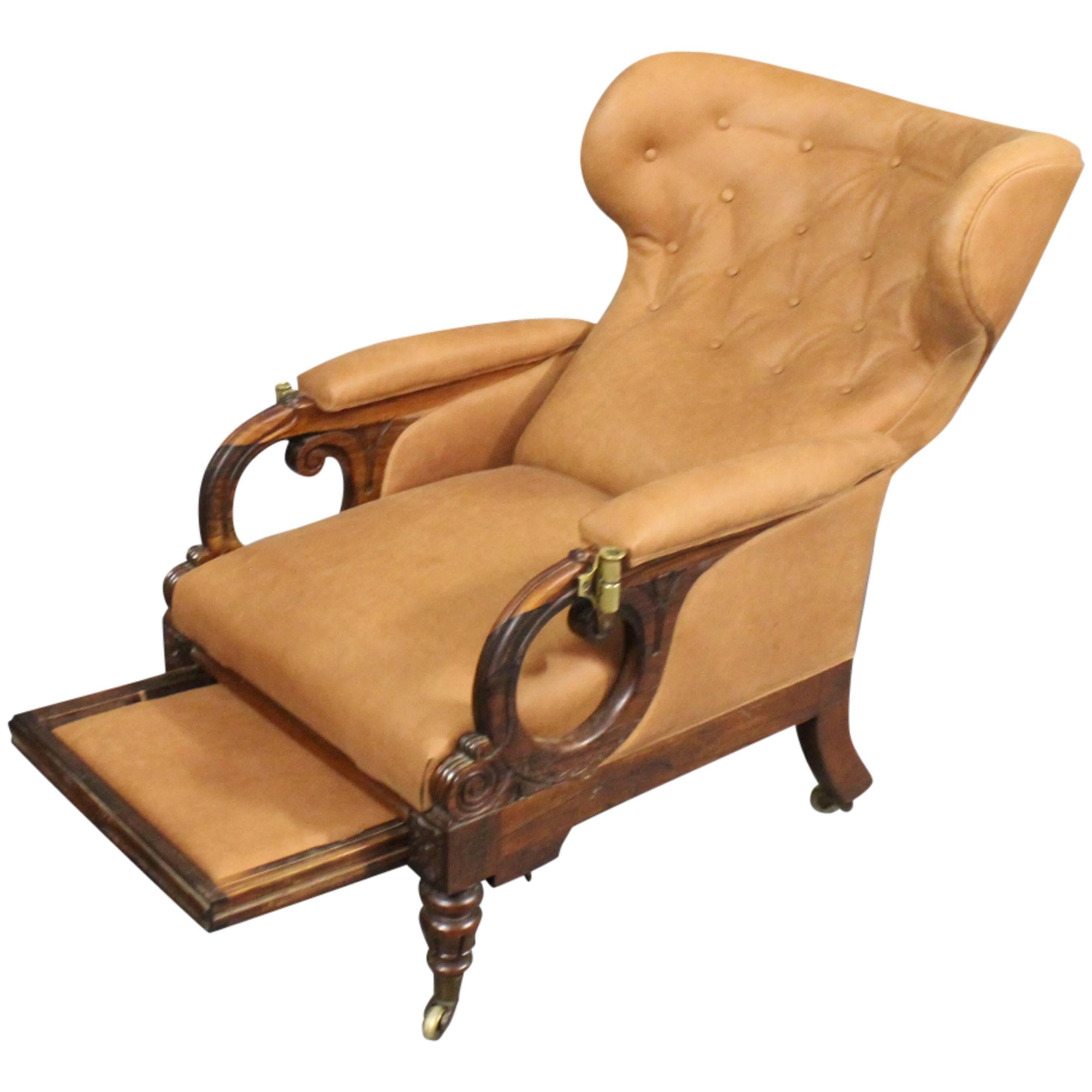 An English Arts and Crafts Mahogany Ratchet/Recliner Chair with