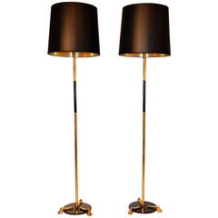 Pair of 1970s Brass Floor Lamps