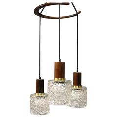 Vintage Ceiling Lamp in Rosewood and Art Glassware, Danish Design from the 1960s