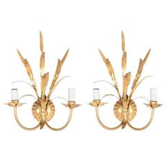 Sheaf of Wheat Maison Bagues Style Sconces from Paris, circa 1950