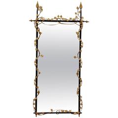 Large Iron and Gilded Brass Neoclassical Style Pier Mirror