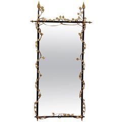 Large Iron and Gilded Brass Neoclassical Style Pier Mirror 