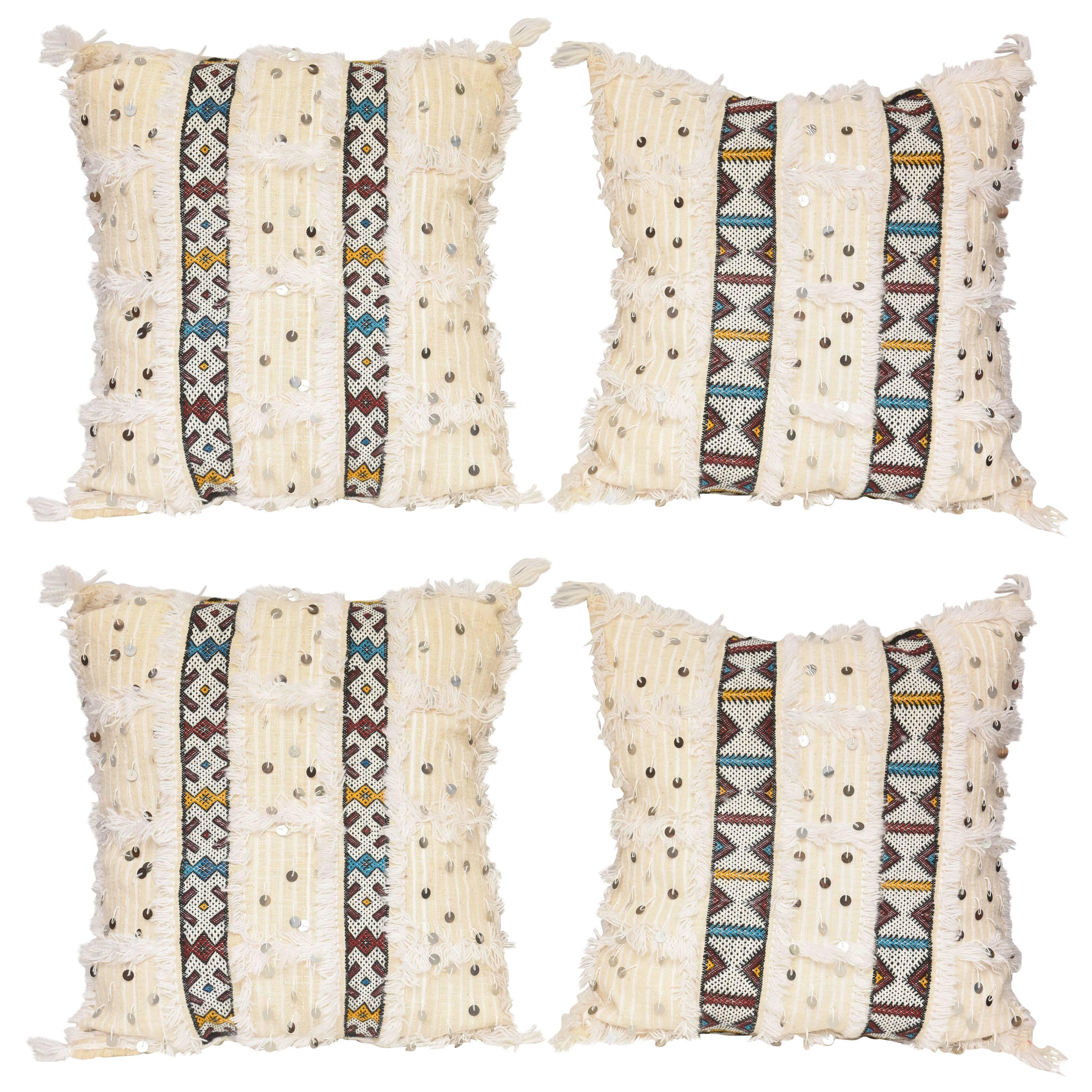 Two Pairs of White Morrocan Pillows
