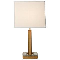 Swedish Leather-Wrapped Glass Lamp