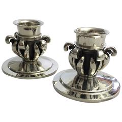 Georg Jensen Pair of Sterling Silver Candlesticks #598 5