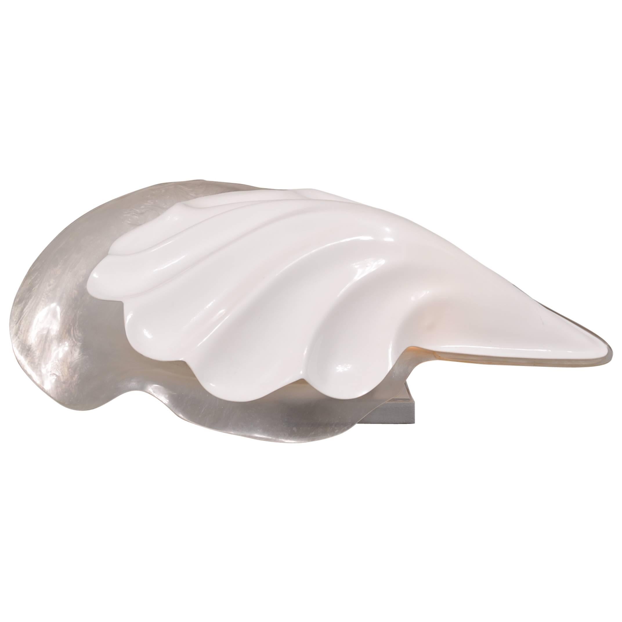 Acrylic Shell Lamp by Rougier, circa 1970 For Sale