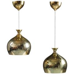 Pair of Rare Pendants in Perforated Brass by Helge Zimdal