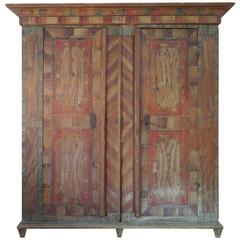 Polychrome Bavarian Armoire, Dated 1752