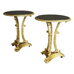 Pair of French Highly Decorative Painted Cast Iron Tables