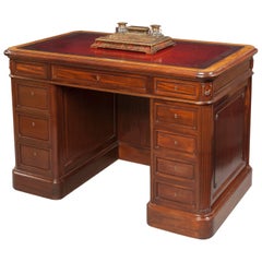 Small French Mahogany Library Desk in the Neoclassical Style