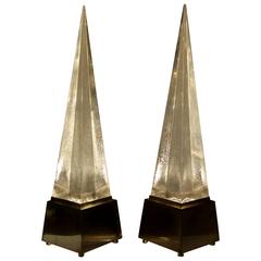 Obelisk, Pair of Table Lamps by Gabriella Crespi, 1970
