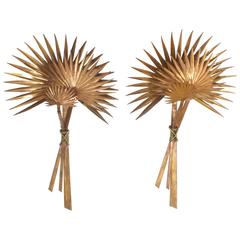 Pair of Huge Palmetto Palm Copper Wall Sconces