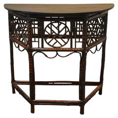 Chinese Bamboo Demilune Table