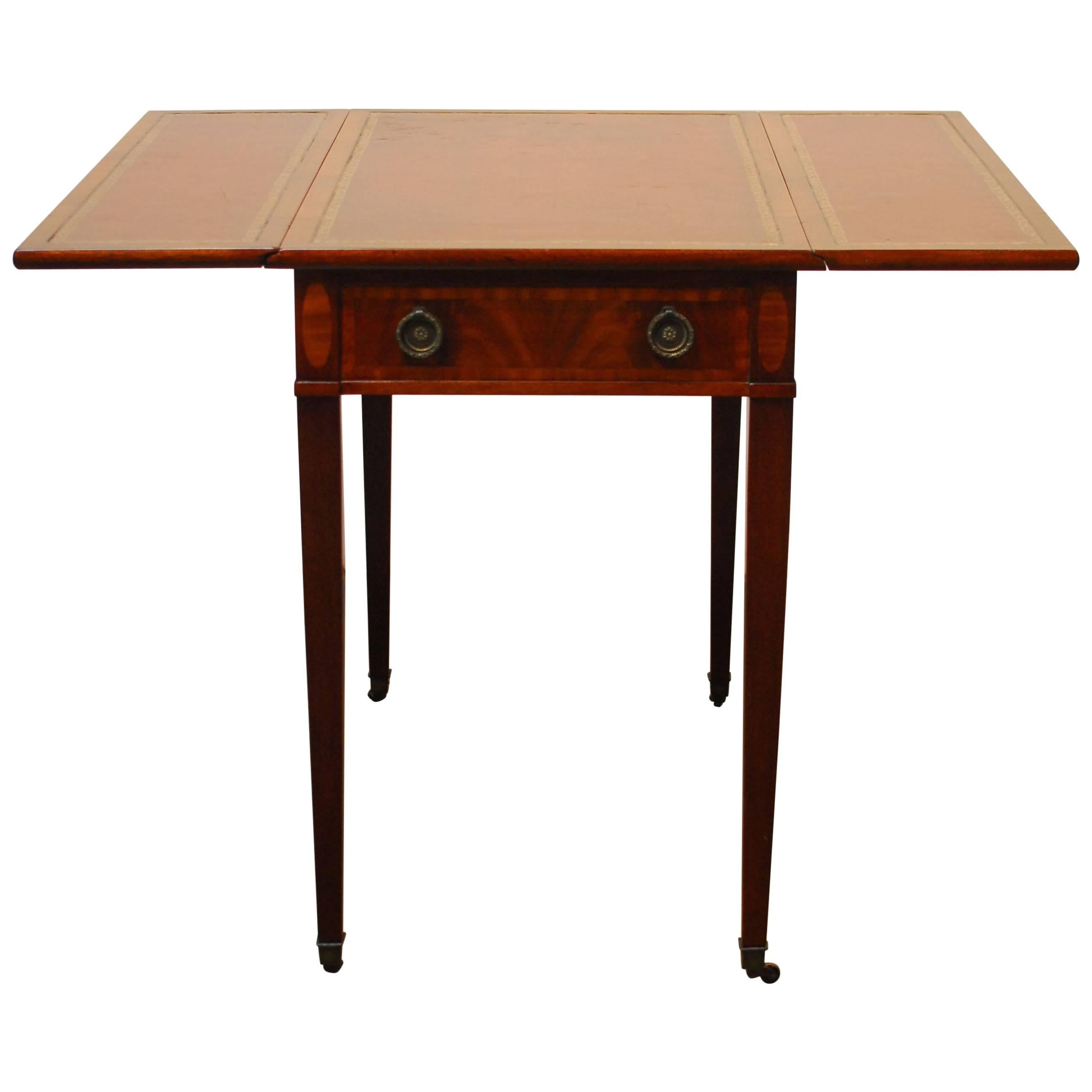 George III Mahogany and Leather Pembroke Table