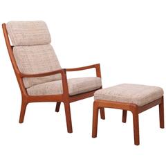 Vintage Ole Wanscher Senator Highjack Lounge Chair and Ottoman by Cado