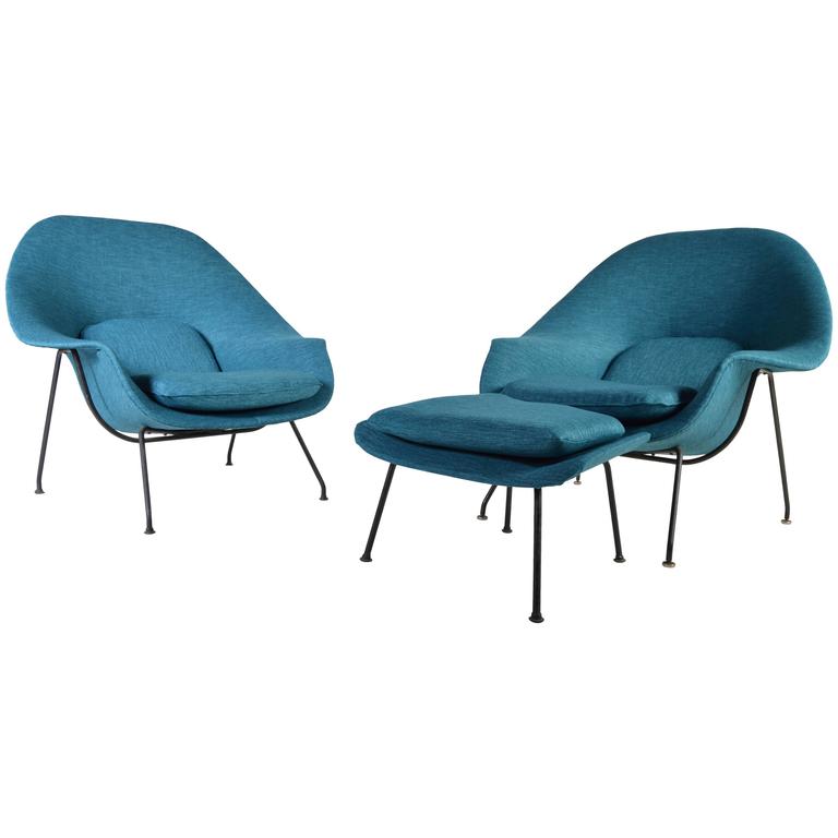 Womb Lounge Chair early 1950s pair of eero saarinen womb chairs with ottoman for Womb Lounge Chair early 1950s pair of eero saarinen womb chairs with ottoman for