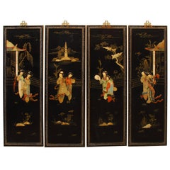 Vintage Chinese Coromandel Hardstone Panels