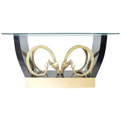 Regency Brass Ibex or Rams Head Console Table after Chervet