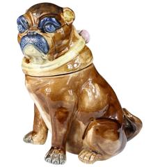 English Majolica Pug Dog Tobacco Jar, circa 1870 5