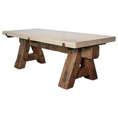 Used French Painter's Saw Horse Coffee Table