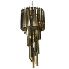 Rare Vintage Smoked Triedri Crystal Spiral Chandelier 3