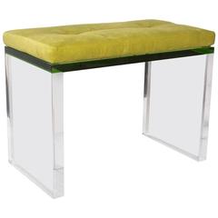 Modern Green and Clear Lucite Bench