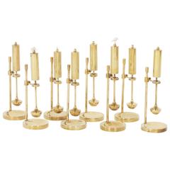 8 Mid Century Finely Tooled Brass Gyroscope Oil Lamps, Priced Individually 2
