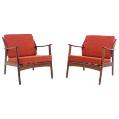 Pair of Extremely Rare Danish Modern "Hans" Teak Armchairs by Niels Kofoed