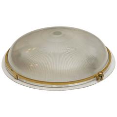 1930s French Brass and Glass Sconce/Ceiling Light