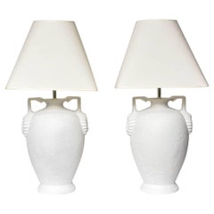 Pair of Egyptian Revival Style French Plaster Table Lamps