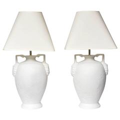 Pair of Egyptian Revival Style French Plaster Table Lamps 4