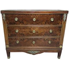 19th Century Empire Style Mahogany and Burl Commode