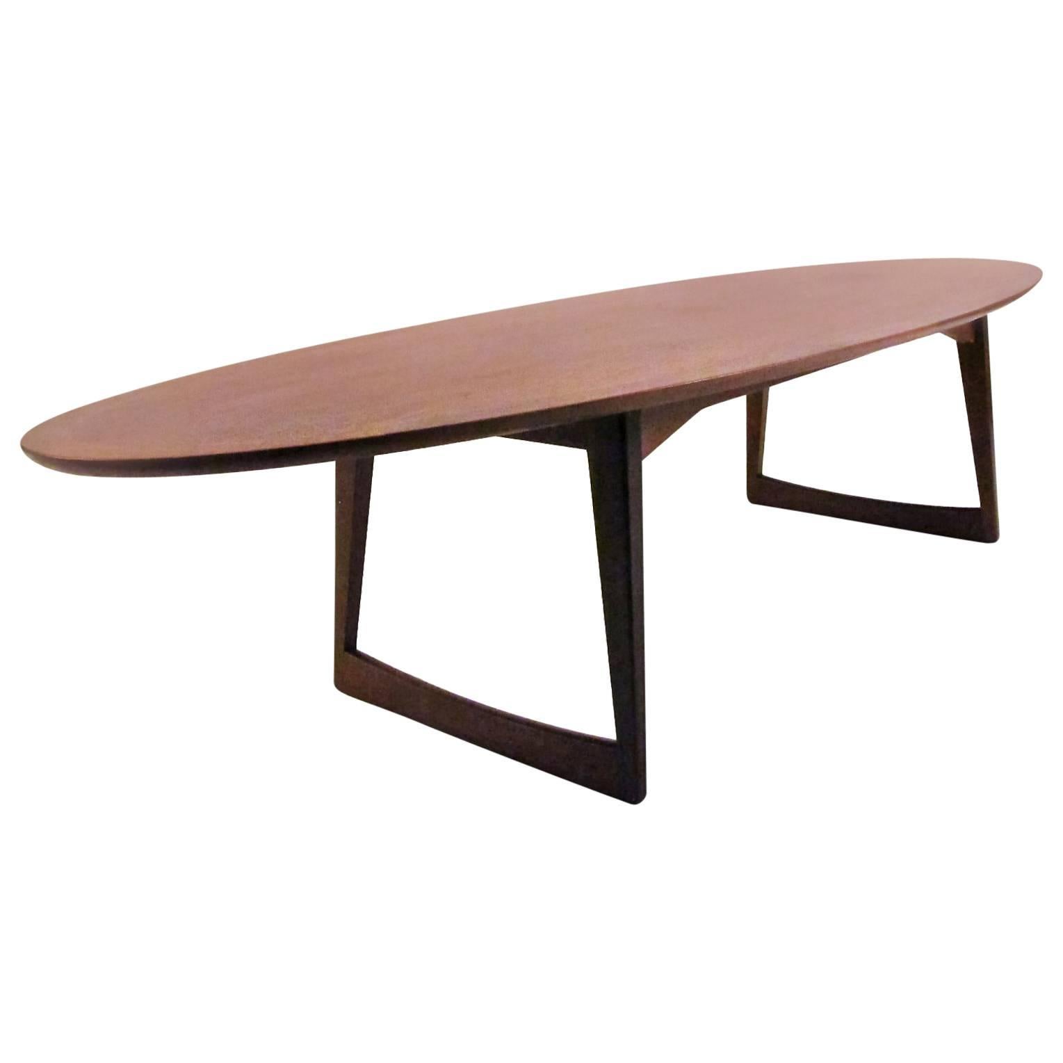 Danish Walnut Surfboard Coffee Table