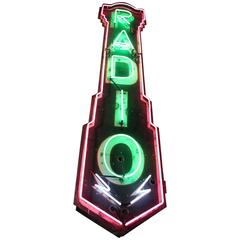 Antique Art Deco Double-Sided Neon Sign RADIO