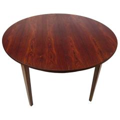 Vintage Danish Modern Rosewood Round Dinning Table with Extensions