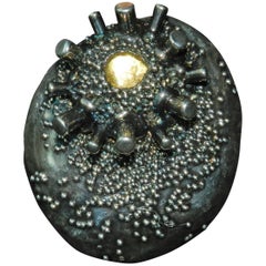 Brosche von Giorgio Vigna, Unikat aus Silber und Muranoglas auf Blattgold