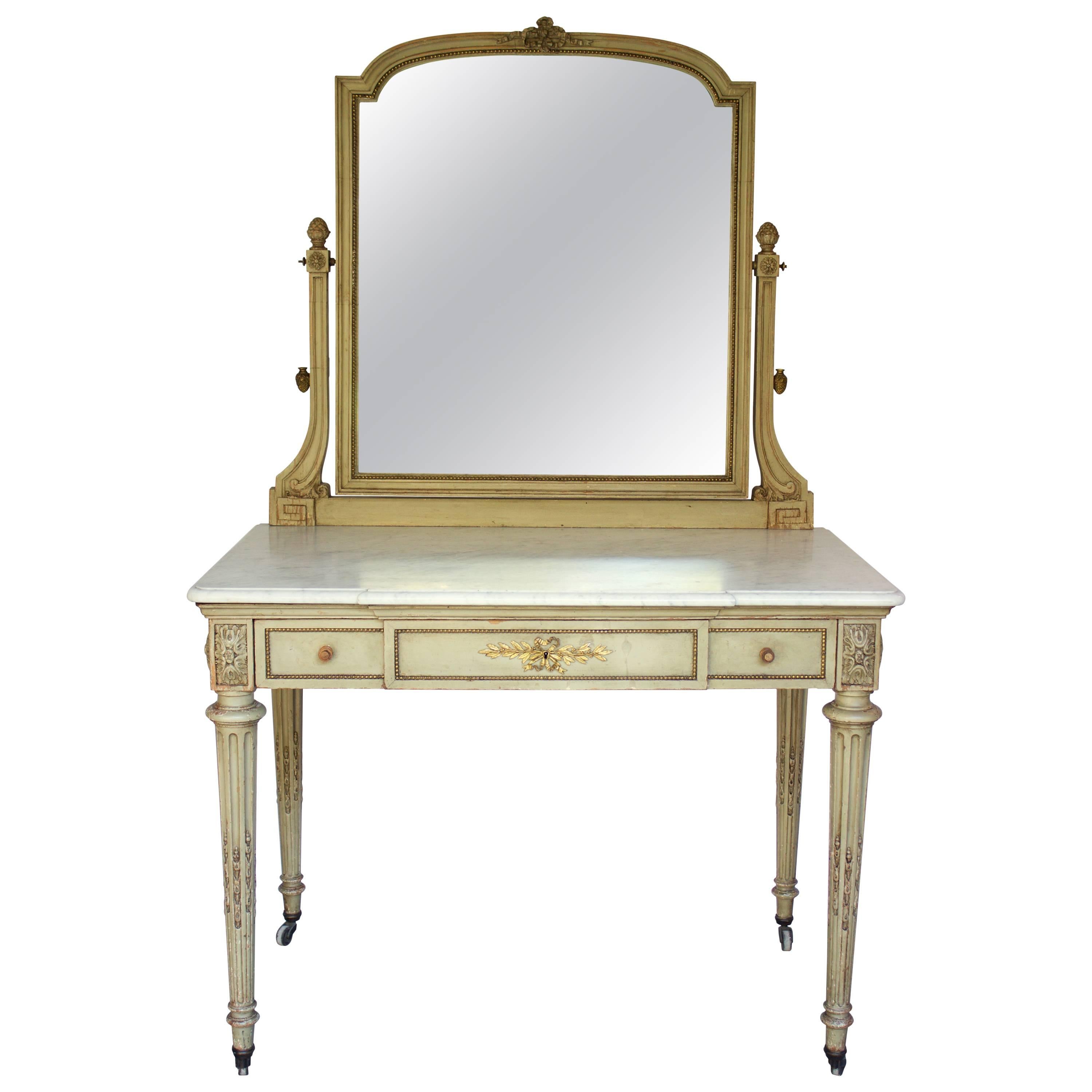19th Century Paint Decorated Louis XVI Style Vanity For Sale