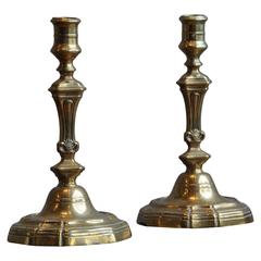 Pair of French Brass Candlesticks, 18th Century