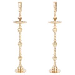 Vintage Tall Pair of Brass Candle Sticks