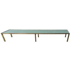 Mid-Century Modern Brass with Glass Mosaic Tiles Cocktail Table or Bench