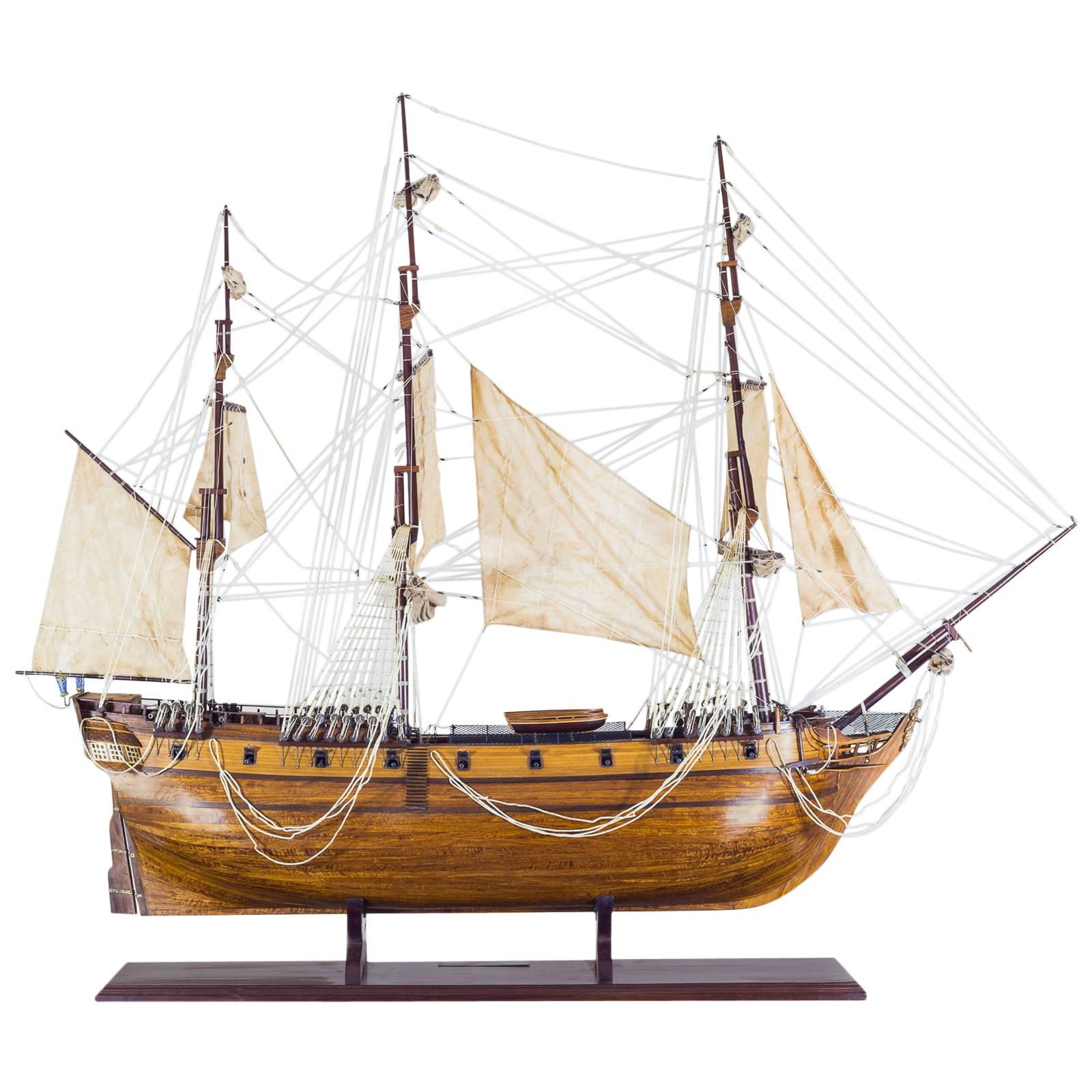 A Fine Early 20th Century Large Antique Ship Model of HMS Pandora, 1779
