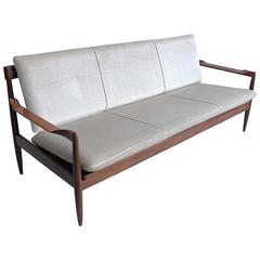 Danish Organic Sofa with Crème White Velvet Upholstery