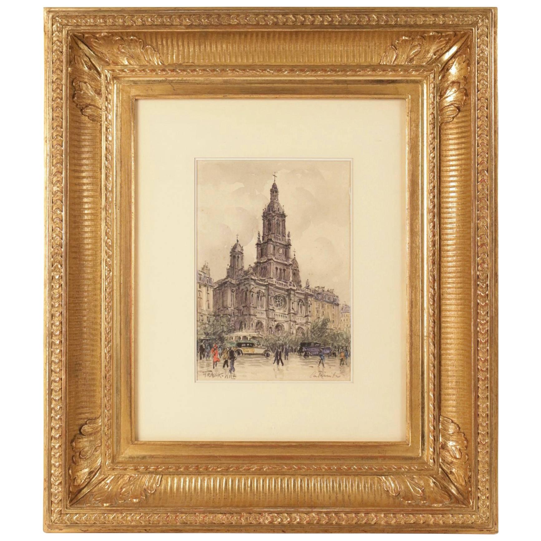 Watercolor Painting by Frank Will, circa 1930 "La Trinité"