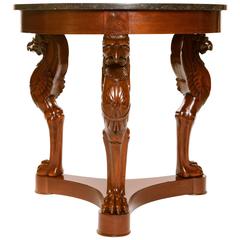 Fine Consulate Mahogany Gueridon with a Marble Top