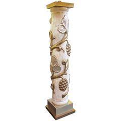 Marbro Lamp Company Carved Wooden Column Table Lamp