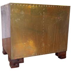 Sarreid Ltd Brass Studded End Table with Teak Wood feet