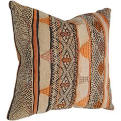 Custom Pillow Cut from a Vintage Hand Loomed Wool Moroccan Berber Rug
